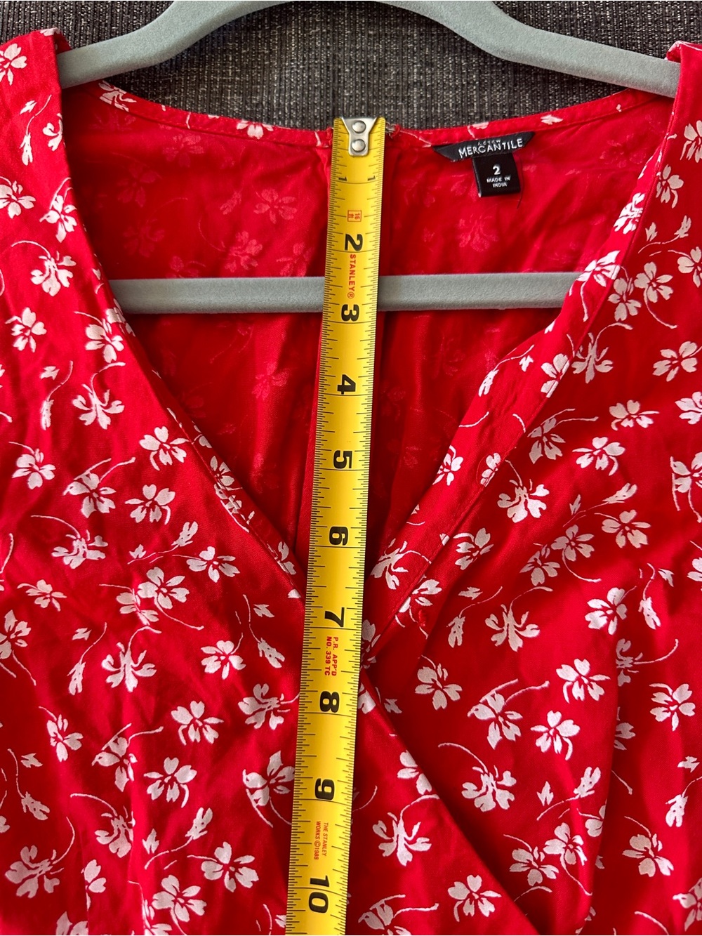 J. Crew Mercantille 100% Viscose Red Floral Cap-Sleeve Wrap Mini Dress size 2 - Picture 14 of 16